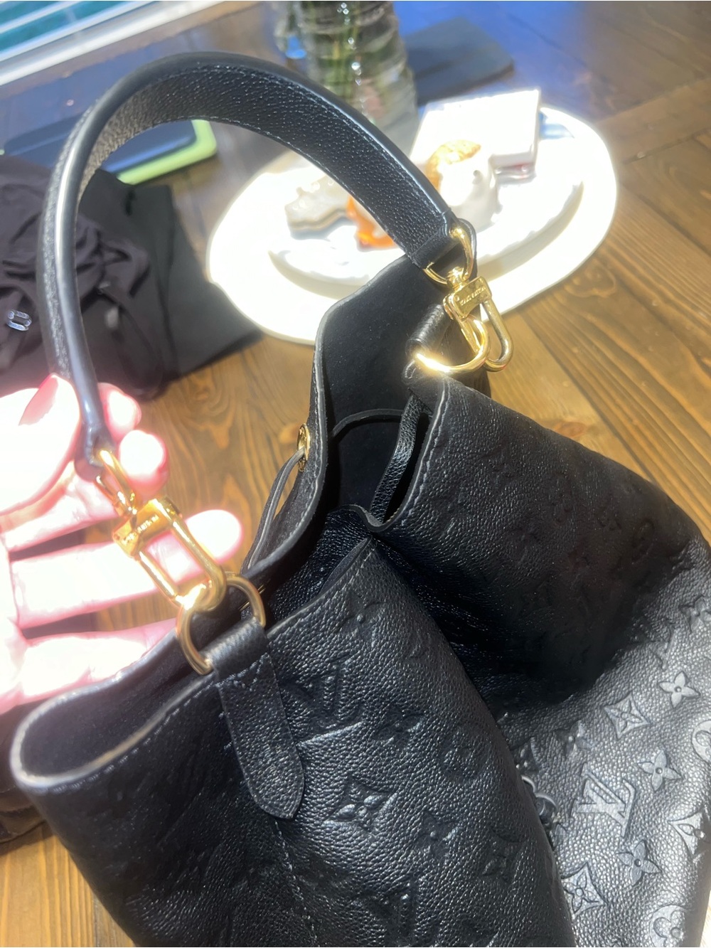 Louis Vuitton Black Monogram Embossed Hobo with Gold Hardware - Picture 2 of 8